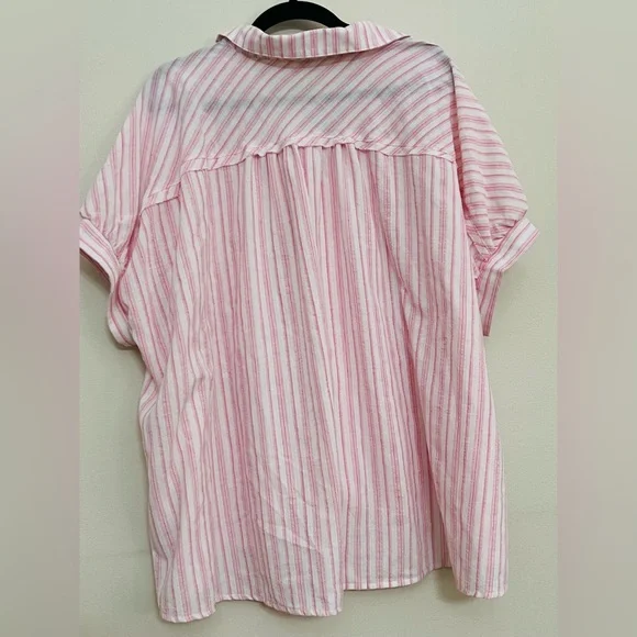 Umgee Pink and White Striped Blouse - Picture 3 of 6